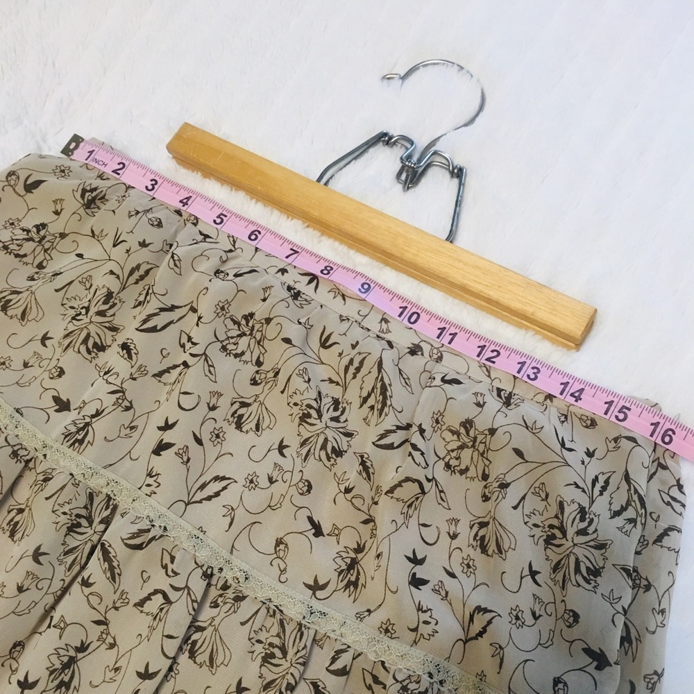 Boho Floral Leaf Gold Sparkle Lace Long Midi Skirt Christopher & Banks Size 12 - Picture 9 of 12